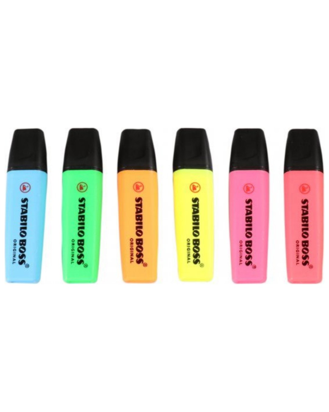STABILO BOSS ORIGINAL etui open – 6 neonkleuren naast elkaar