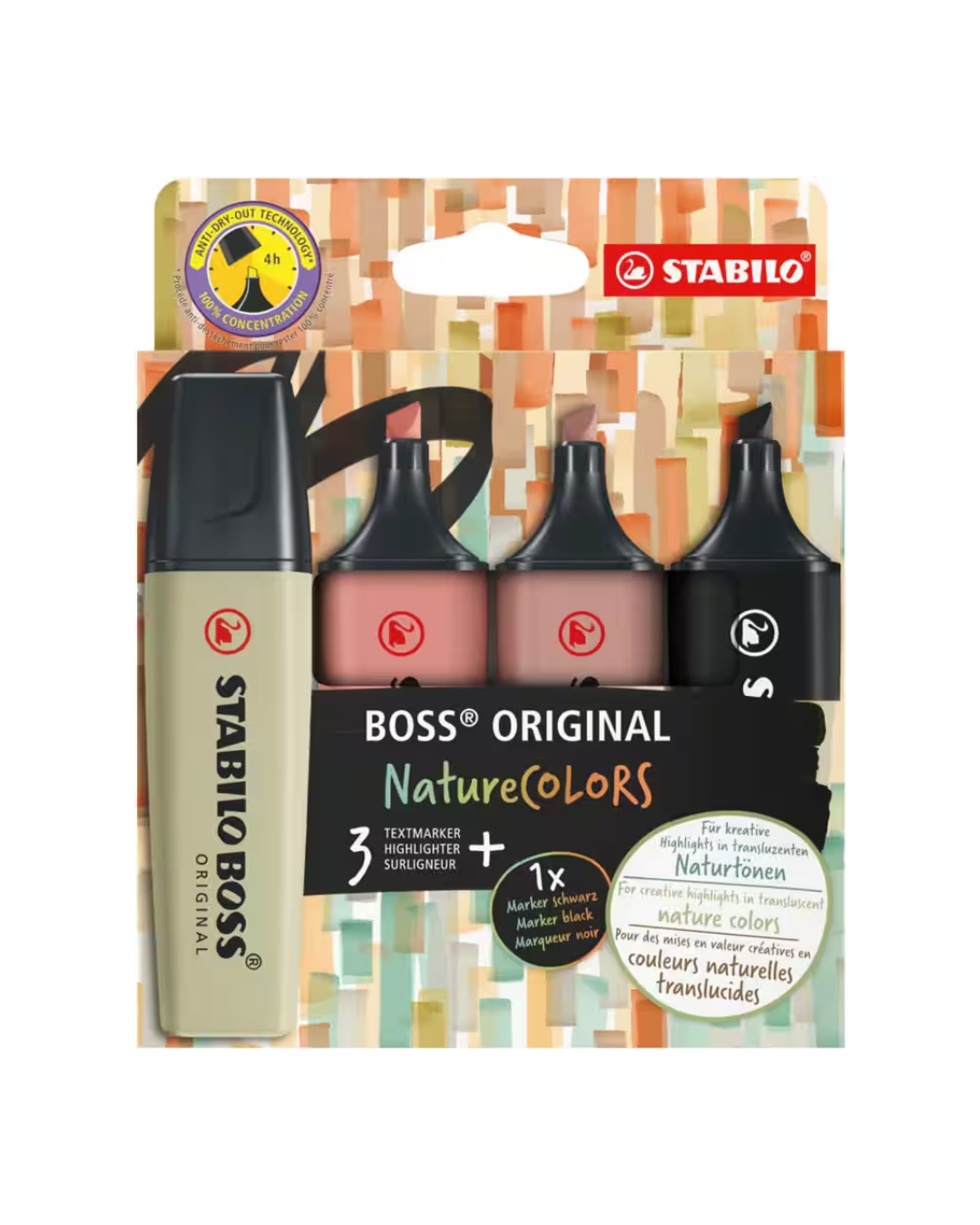 STABILO BOSS Nature tekstmarker set 4 stuks – aardse kleuren